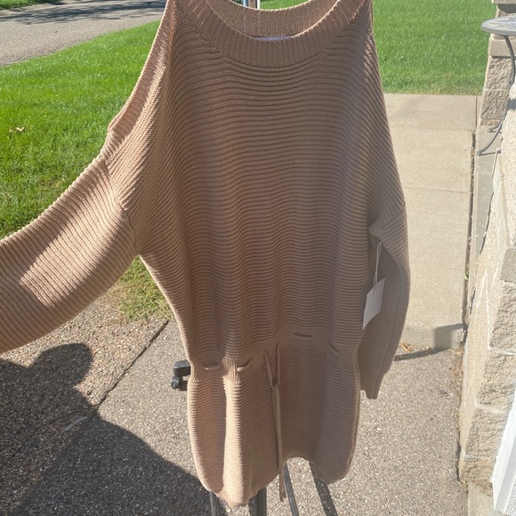 “All the ways” oatmeal cold shoulder sweater mini dress from Revolve - Picture 4 of 5